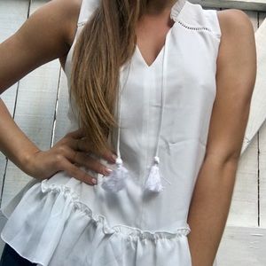 Cooper & Ella White Tassel Top